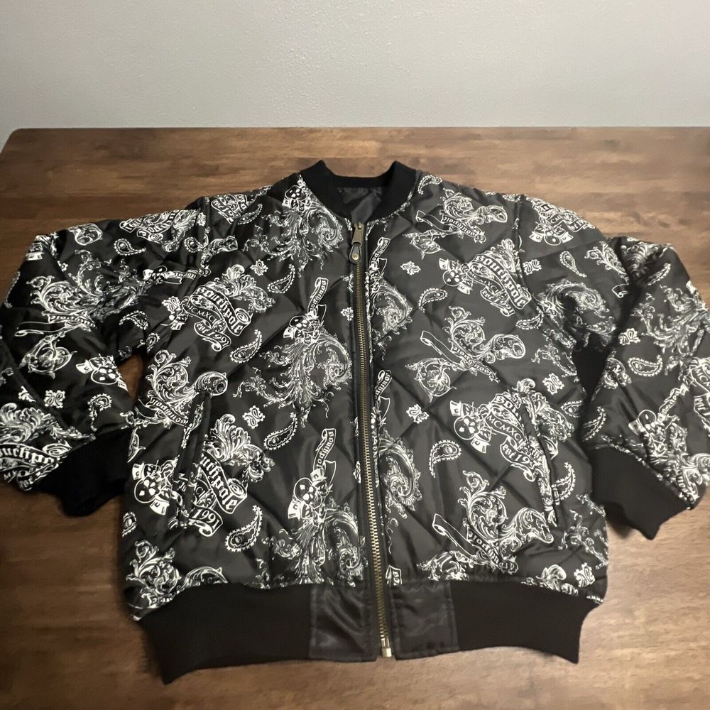 Southpole Boys Reversible Medium 12-14 Black Bomber Skull Jacket‎